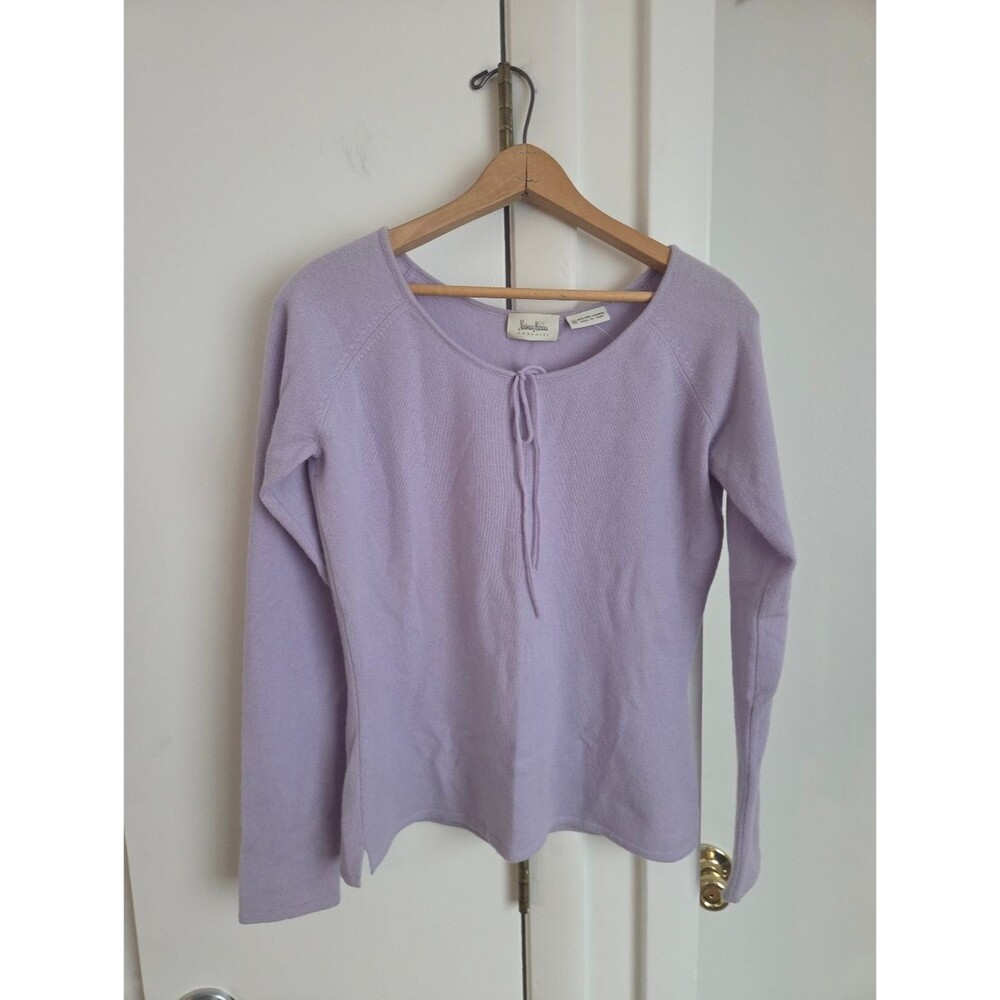 Neiman Marcus Lavender Purple Cashmere Babydoll Boat Neck Sweater Size Medium